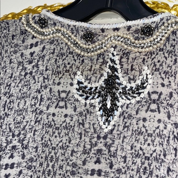 TAJ by Sabrina Crippa 100% Silk Embroidered Beaded Resort Wear Blouse | Size S - Picture 7 of 8